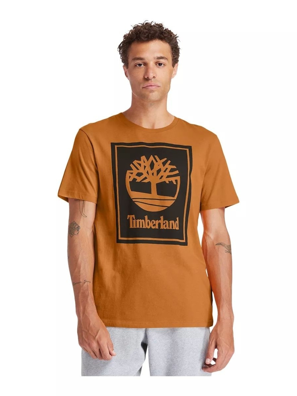 Timberland Short-Sleeve Logo Tee in Rust Size Large